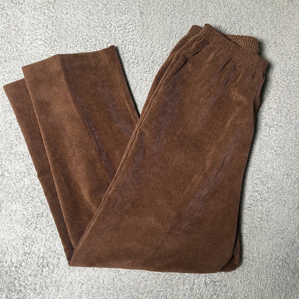 Alfred Dunner Womens 10 Brown Corduroy Pants Elastic Waist Proportioned Short